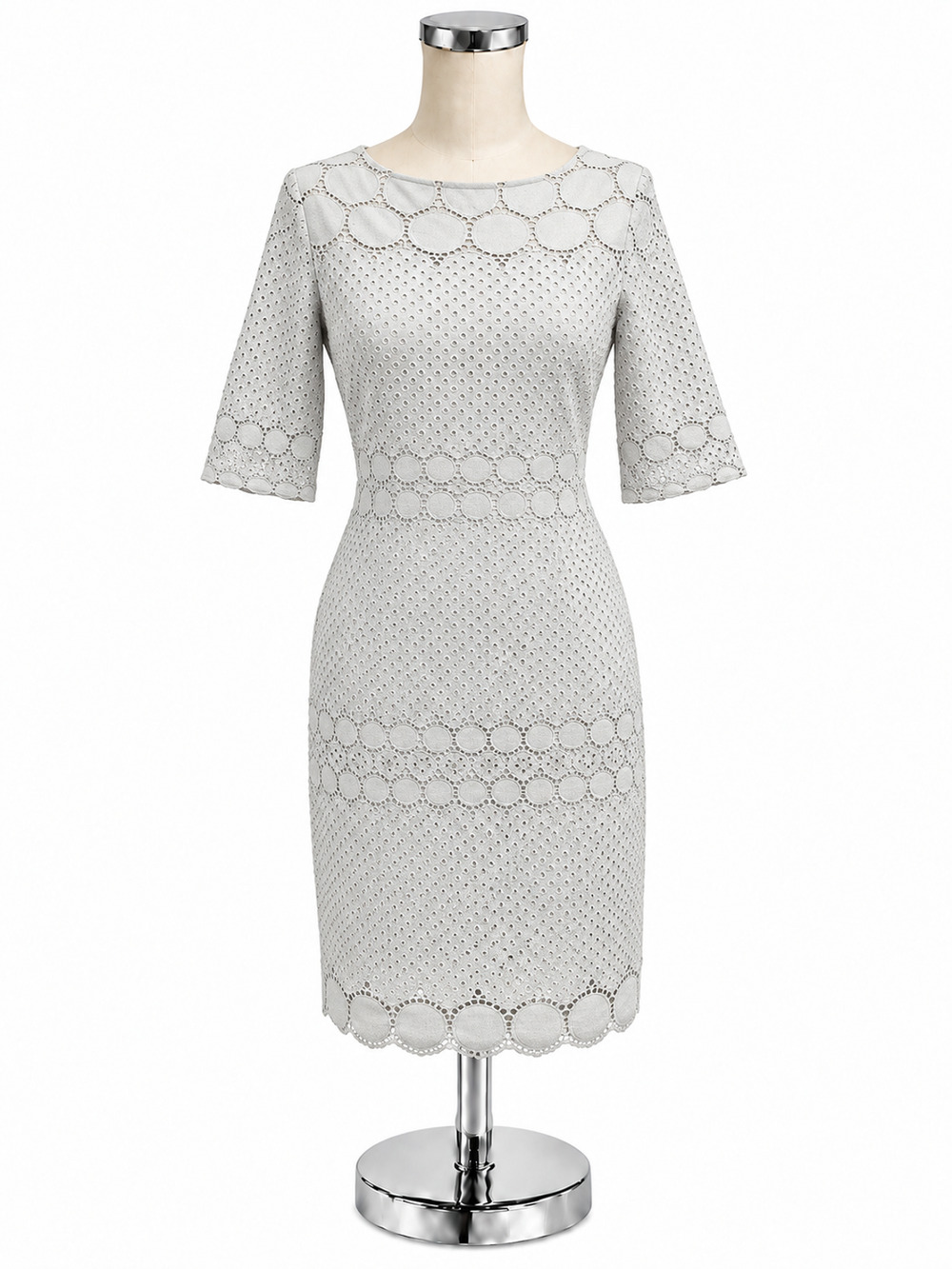 Julia Jordan White Eyelet Lattice Trim Sheath Dress Size 8